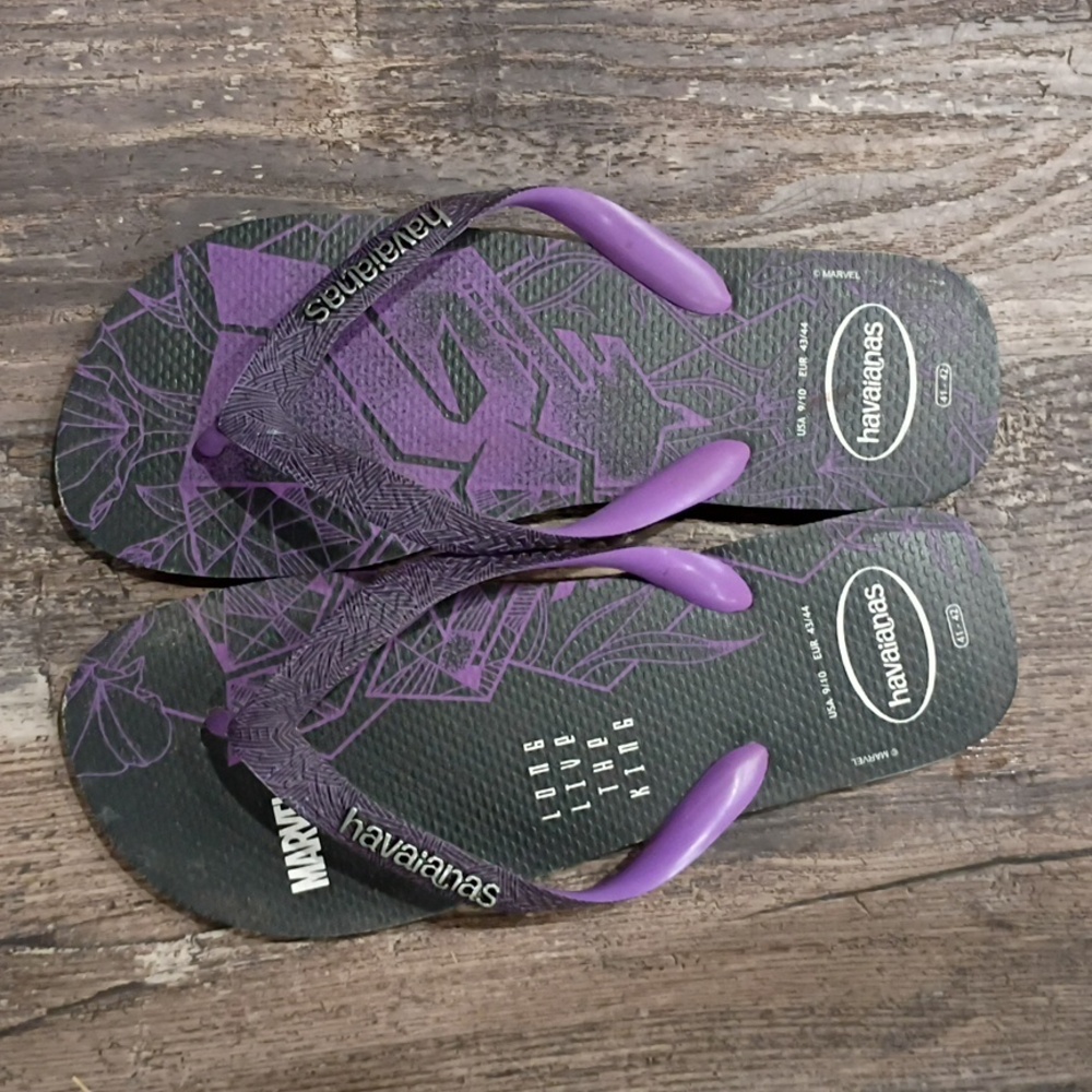 Havaianas Black Panther Men's Flip Flops Size 9 New